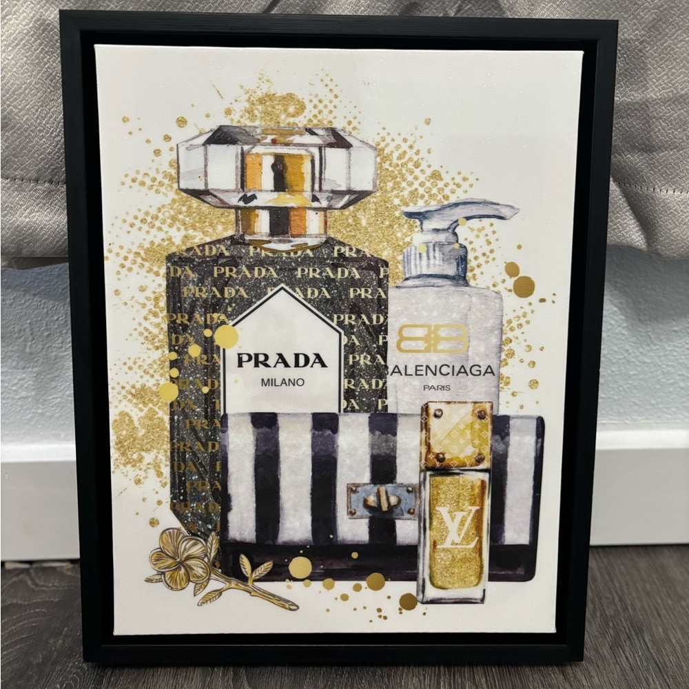 Designer Framed Art with Gold Accent